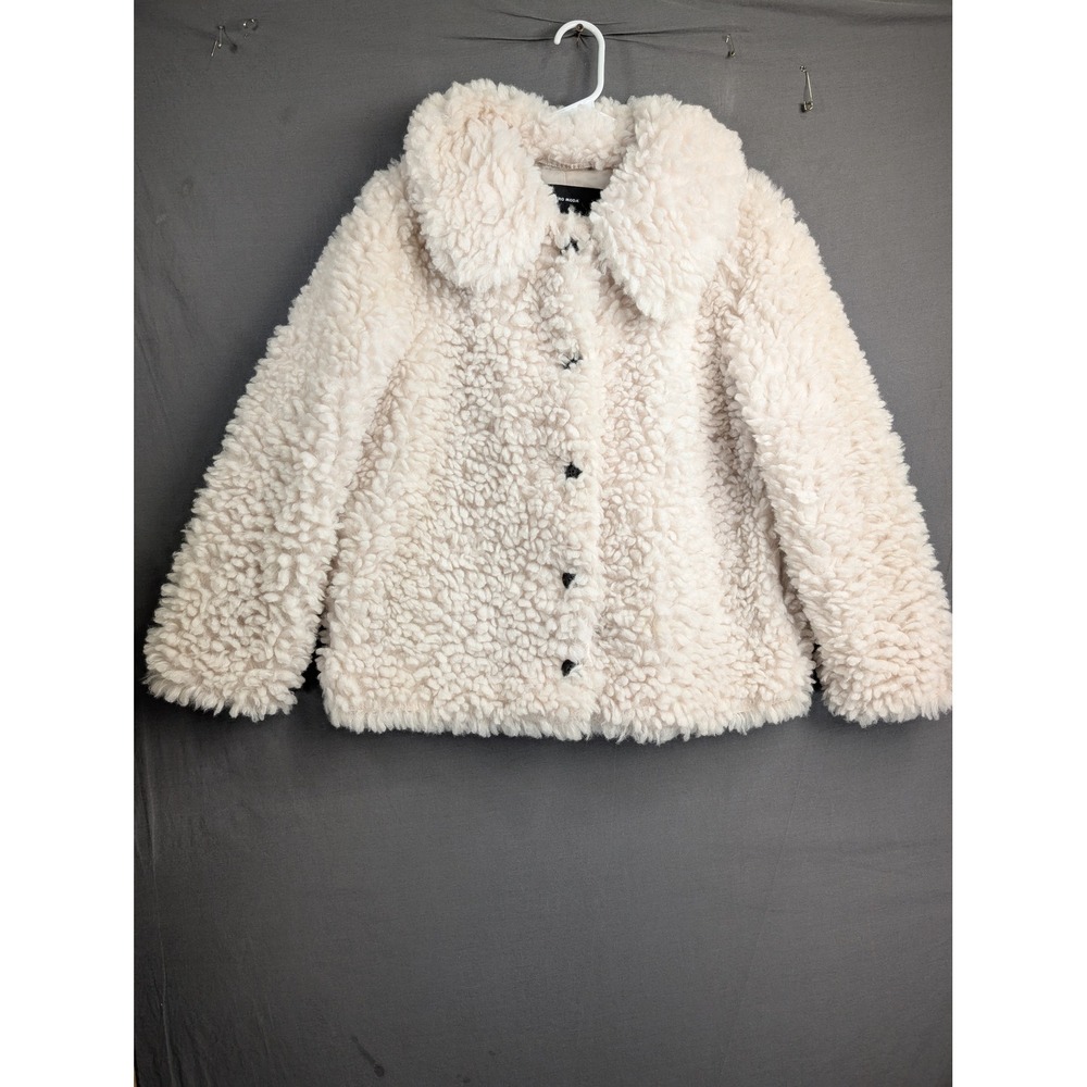 Vero Moda Cream Faux Shearling Teddy Bear Jacket Small Collared Button Front